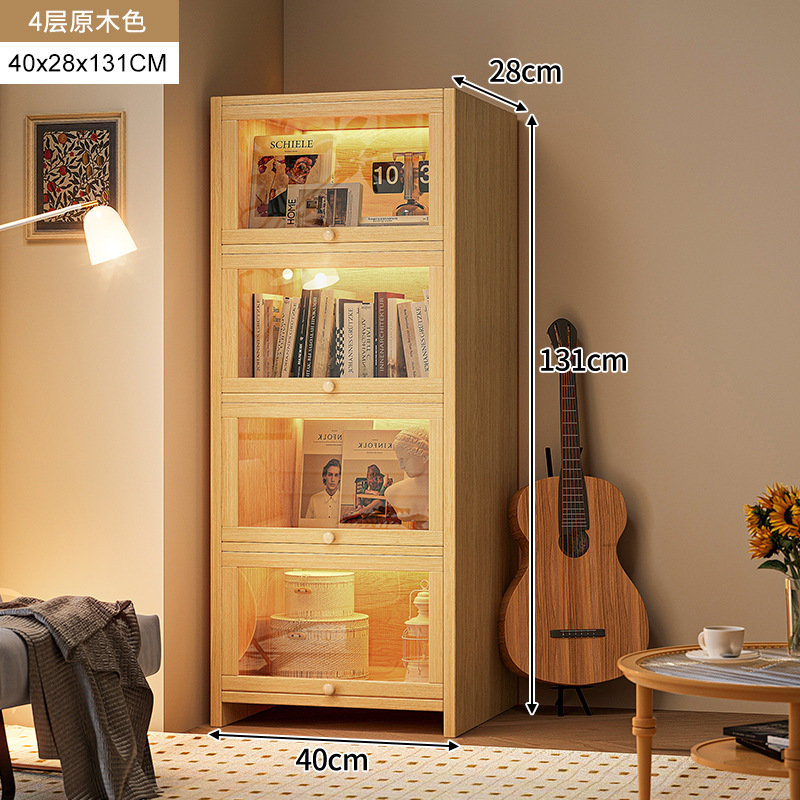 armario de madera maciza armario de almacenamiento en una pantalla de vidrio imitación de color nuez armario sala de estar estantería a prueba de polvo