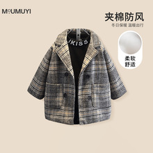 2025男童外套秋冬新款童装中小童韩版格子夹棉呢子冬季宽松大衣潮