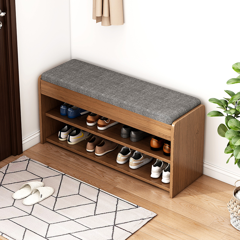 Taburete de cambio de zapatos para el hogar interior integrado puerta de madera sólida gabinete de zapatos estrecho y largo para usar taburetes de zapatos en el hogar estante de almacenamiento de zapatos para sentarse