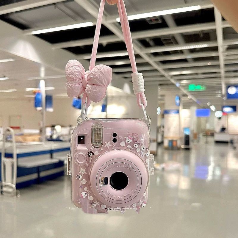 【mini12透明外壳】instax水晶壳拍立得硬壳相机保护壳壳子链条潮