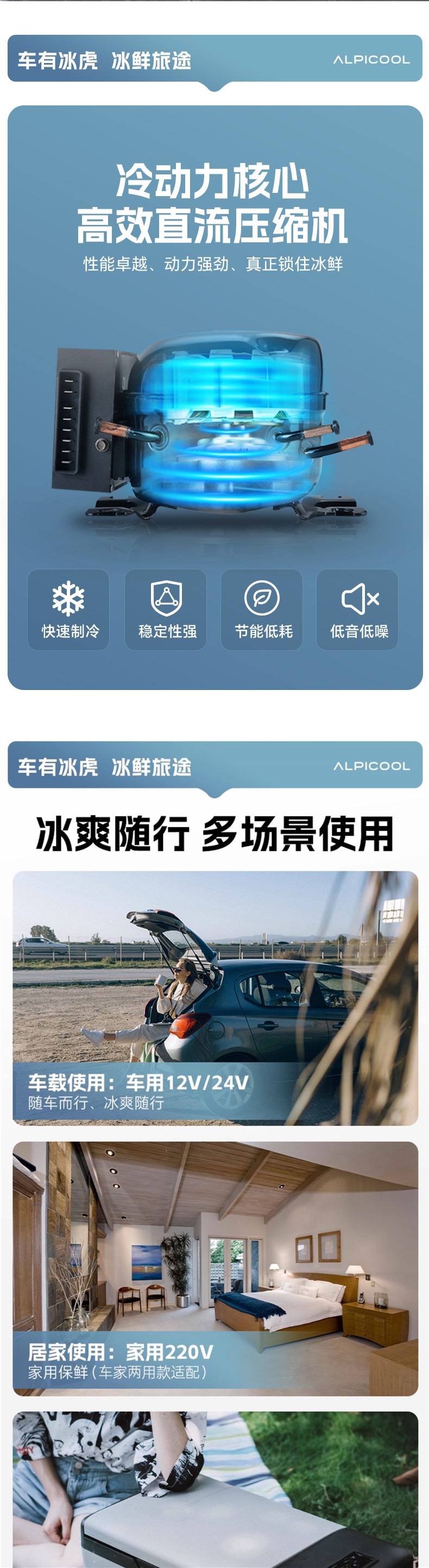Ice Tiger Car Refrigerator Compressor for Freezing and Refrigeration, Suitable for Small Cars, Home and Truck Use, 12V/24V, Small Outdoor Model