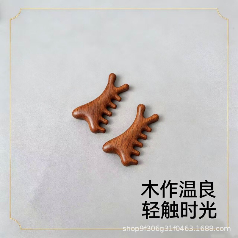 Manufacturer Wholesale Sandalwood Hand-Polished High-Density Multi-Functional Massage Comb for Gua Sha and Head Acupoint Meridian Massage