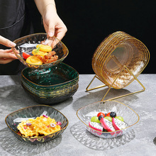 食品級家用吐骨碟輕奢透明高檔盤子水果干果盤小吃盤年貨餐桌碟子