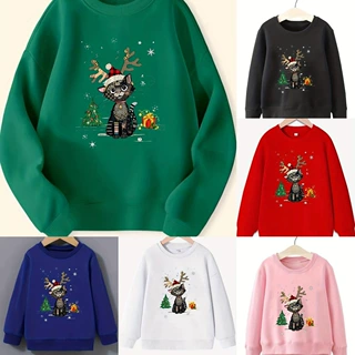 Christmas Cute Cat Pattern Print Sweatshirt For