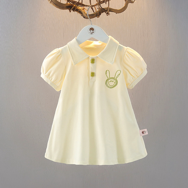 2026 Children's Clothing Summer Short-Sleeve Thin Cotton Dress for Girls Korean Style Children's Polo Shirt Dress Trendy