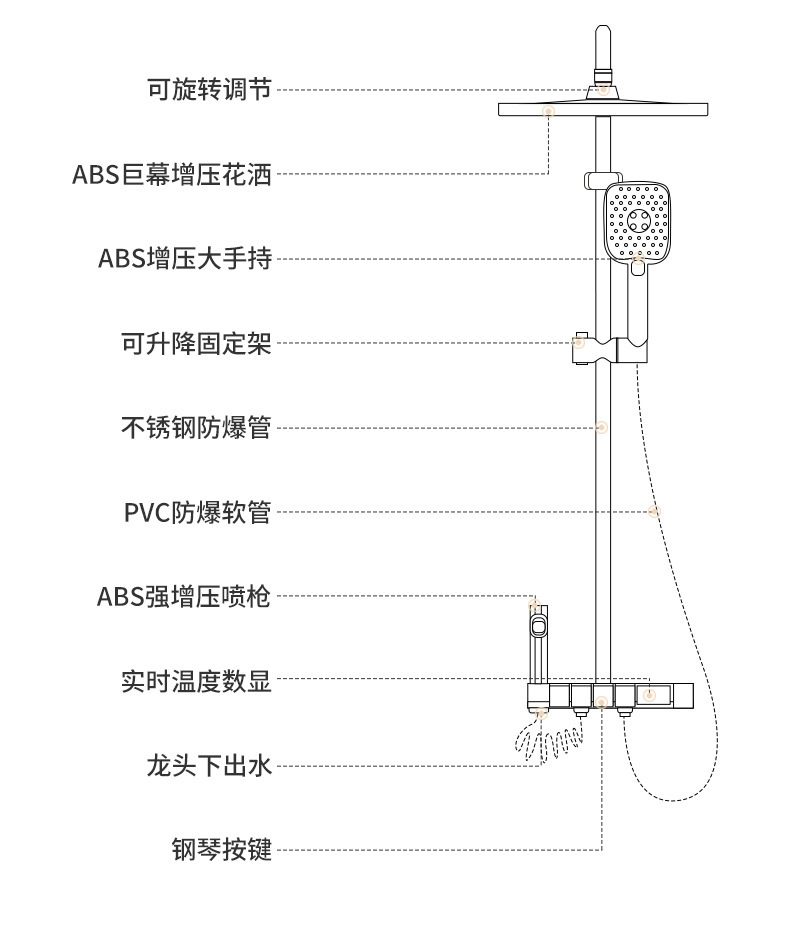 Hotel all-copper shower head, cross-border shower head set, hotel bathroom rain booster nozzle undefined