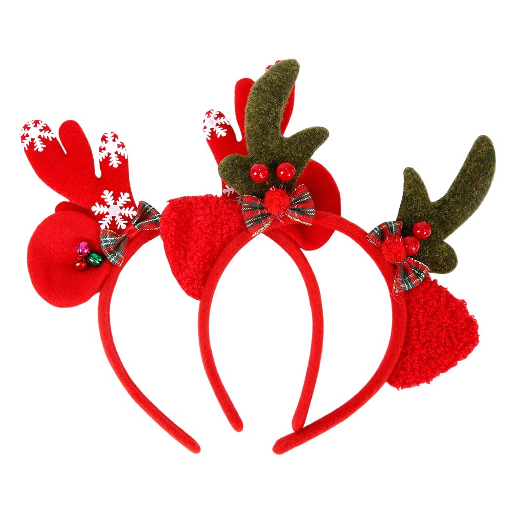 Nueva diadema de corbata de Navidad transfronteriza fieltro horquilla adulto accesorios para el cabello de Navidad niños lindo alces tocado