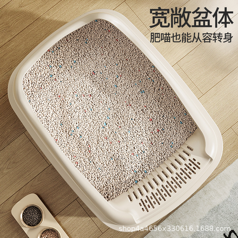 高フェンス大サイズ猫砂盆幼猫砂盆ペット用品大サイズ半閉鎖式猫トイレ全自動|undefined