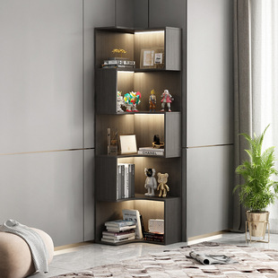 Living Room Corner Cabinet Solid Wood Wall Corner Bookcase Corner Cabinet Modern Simple Corner Corner Cabinet Triangular Cabinet Storage Rack