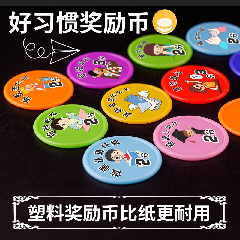 Reward Coins for Home Use, Good Habit Formation for Children, Incentive Points for Students, Round Cartoon Tokens, Educational Reward Coins for Home Use, Good Habit Formation for Children, Incentive Points for Students, Round Cartoon Tokens, Educational
