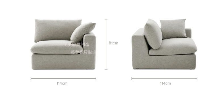 Sala de estar de lino nórdica combinación de nube de arena moderna simple línea directa módulo de hotel crema sofá de esquina de viento