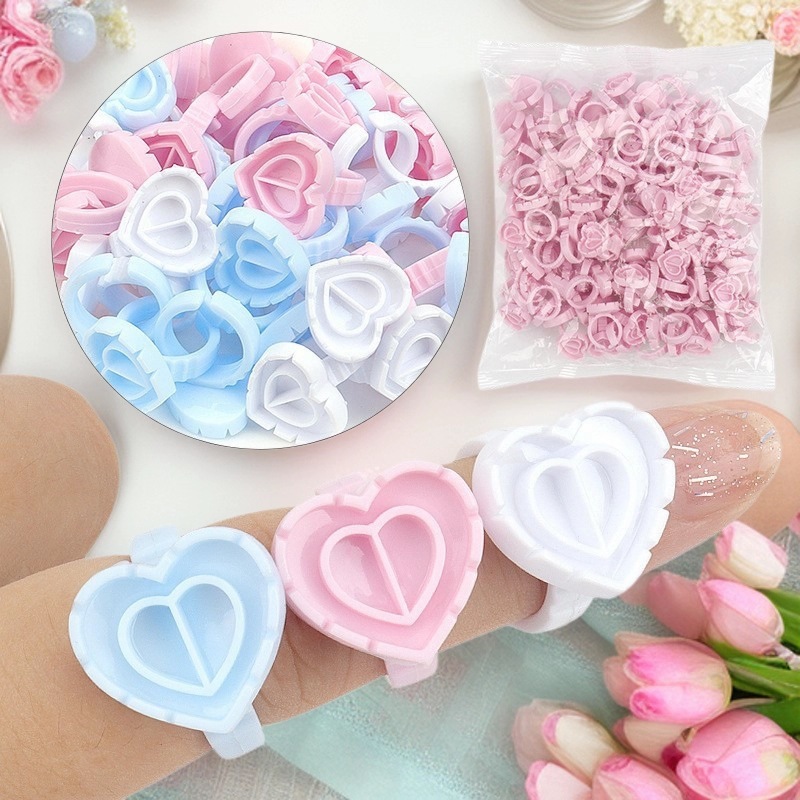 美睫心形胶水杯嫁接假睫毛一秒开花杯胶水托盘睫毛滴胶盘戒指杯