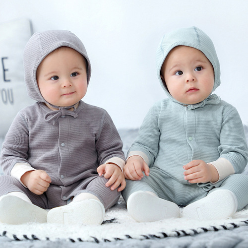 ins Nordic waffle foreign trade cross-border children's clothing high-quality infant clothing baby onesies