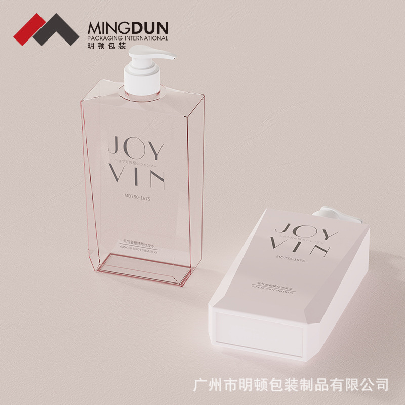 500ml750ml护发素洗发水瓶现货透明petg塑料扁瓶按压泵沐浴露瓶子