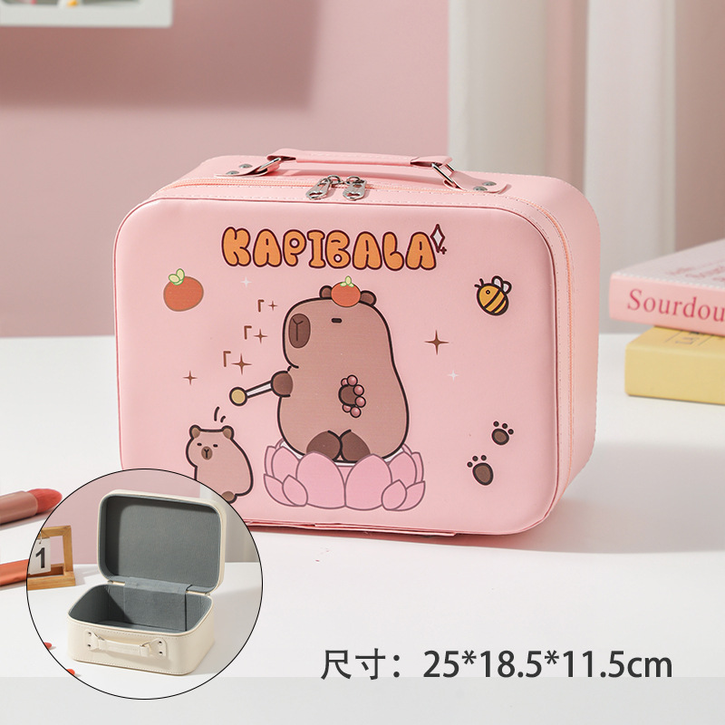 Caja de maquillaje de gran capacidad, bolsa de maquillaje portátil, caja de almacenamiento portátil, diseño de nicho de cosméticos multifuncional