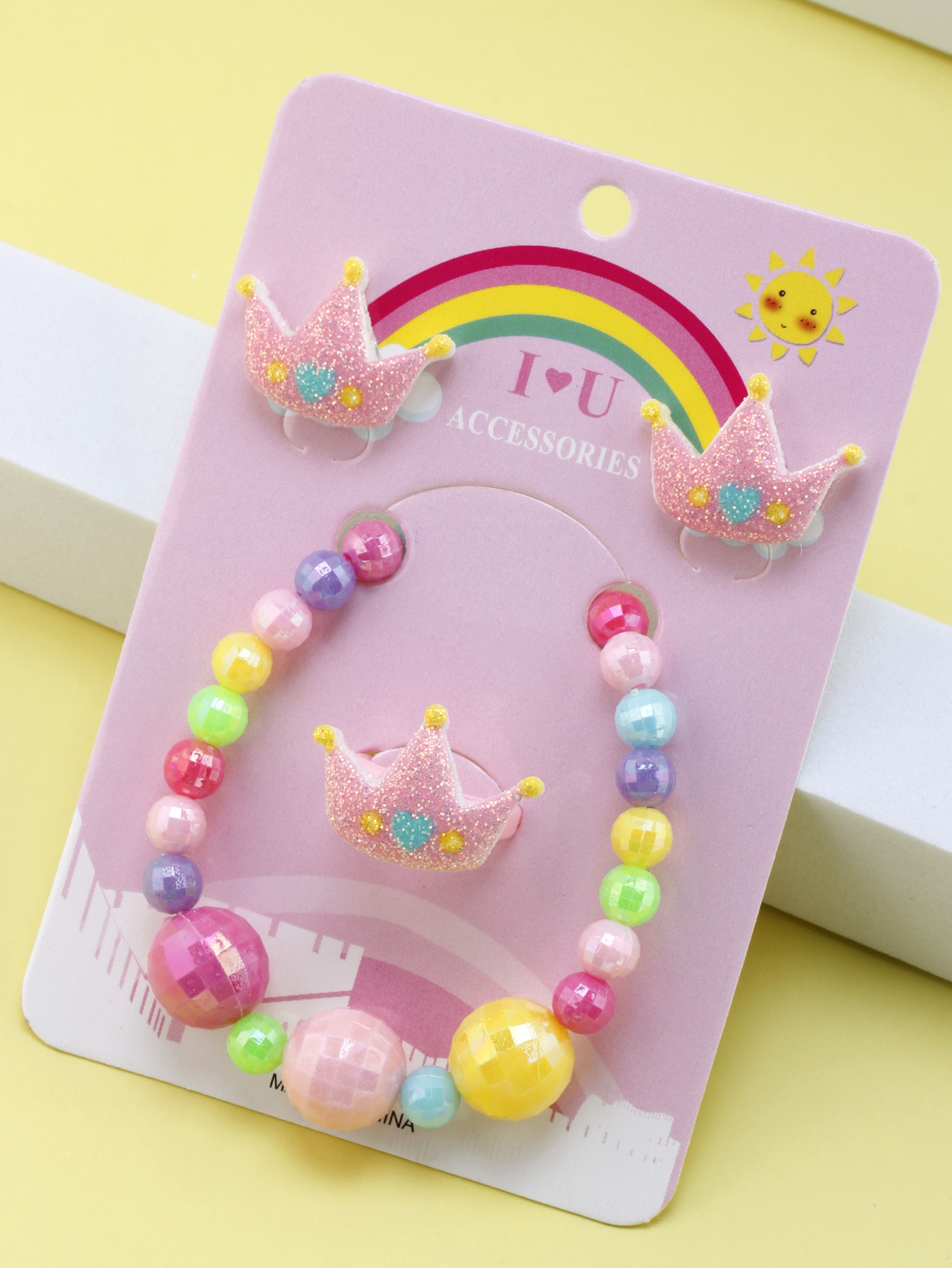 1 Juego Estilo Simple Corona Resina Con Cuentas Niños Unisex Anillos Pulsera display picture 1