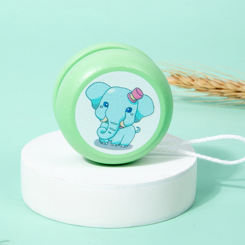 Wooden Yo-Yo Cartoon Animal Pattern Revolving Yo-Yo Gift for Boys and Girls Revolving Childhood Educational Toy