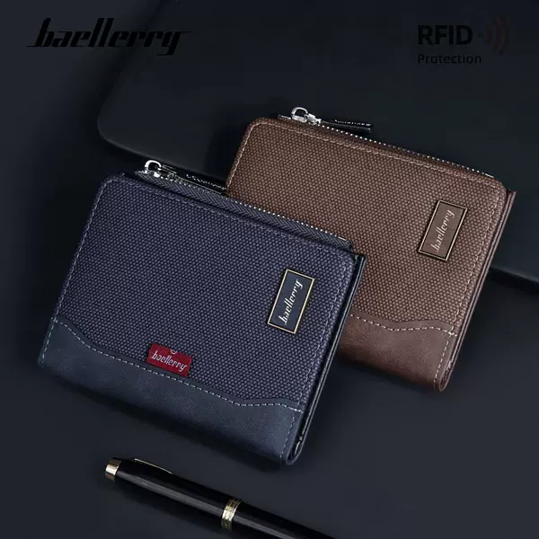 2025 New Wallet Men's Short High-end Retro Snaps Anti-magnetic Large Capacity Coin Bag Wallet