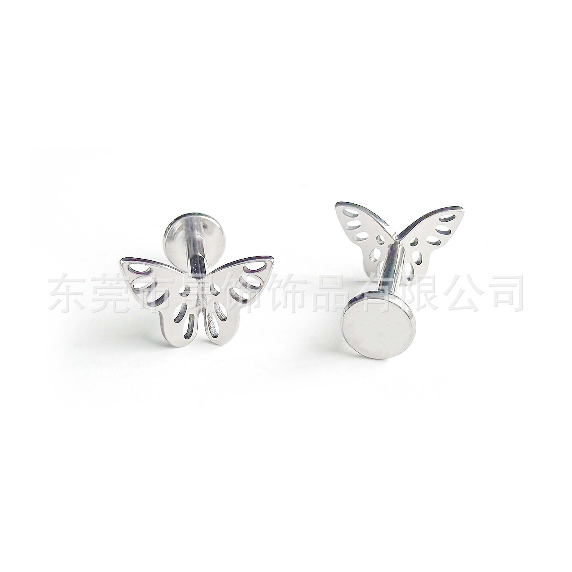 F136 Titanium Openwork Butterfly Ear Stud Labret Stud Tongue Barbell G23 Implant Grade Titanium 人体 Piercing Jewelry Helix Cartilage Stud Geometric 风