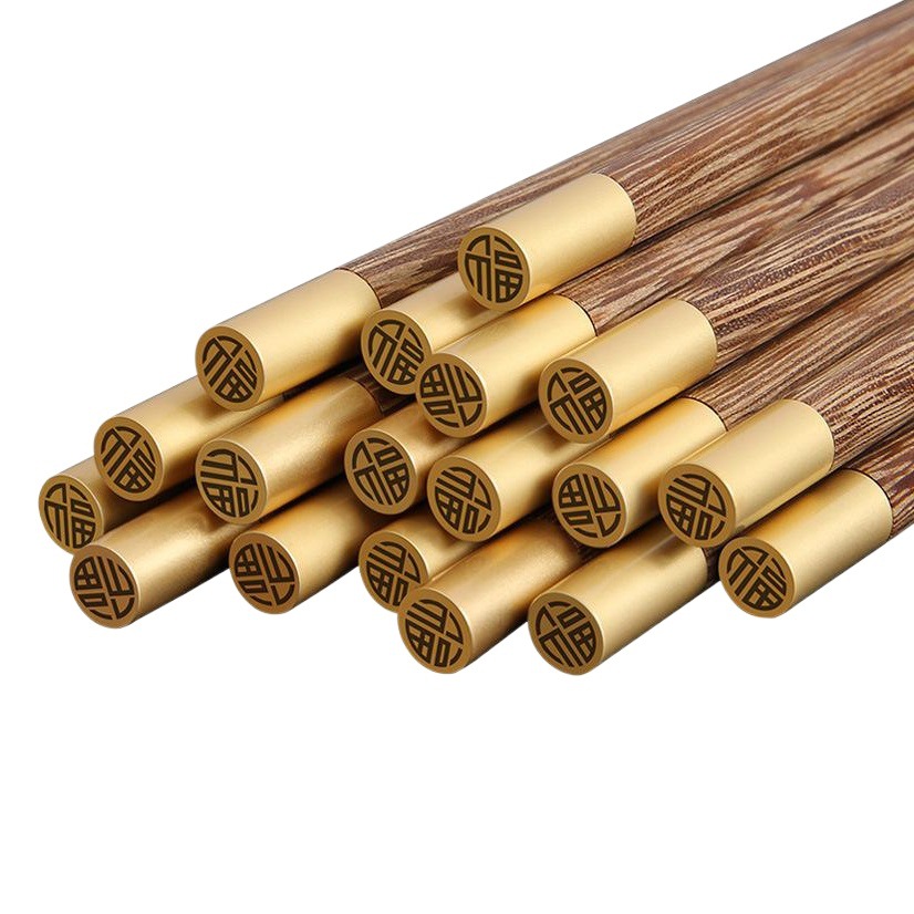 Palillos de palo de rosa de estilo japonés restaurante boda metal creativo palillos letras madera sin pintar ala de pollo palillos de madera al por mayor