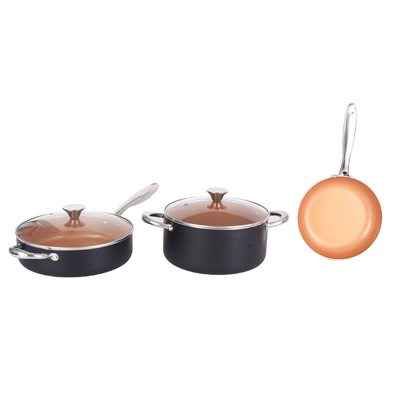 Yipinhong olla de aluminio utensilios de cocina traje no recubierto antiadherente sartén sopa doméstica olla de leche olla de cinco piezas conjunto comercio exterior