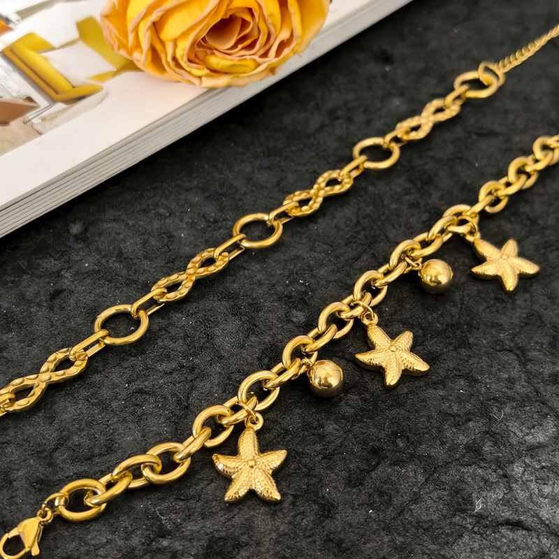 European and American Style Light Luxury Personalized High-End Stainless Steel Ocean Style Starfish Shell Elegant High-Value Titanium Steel Bracelet for Women