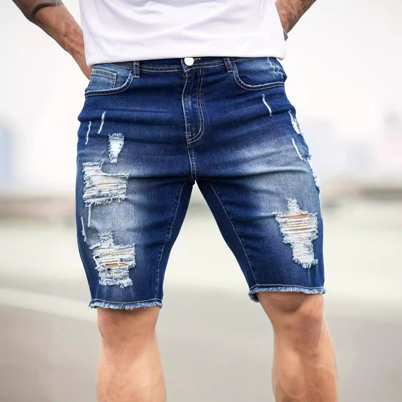 European and American Foreign Trade Traceable temu/shein Fashion plus size Men's Dressed Denim Shorts-Summer Comfortable Break European and American Foreign Trade Traceable temu/shein Fashion plus size Men's Dressed Denim Shorts-Summer Comfortable Break
