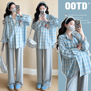 Real shot in stock ~ maternity dress spring suit fashion American style loose new mid-length shirt top