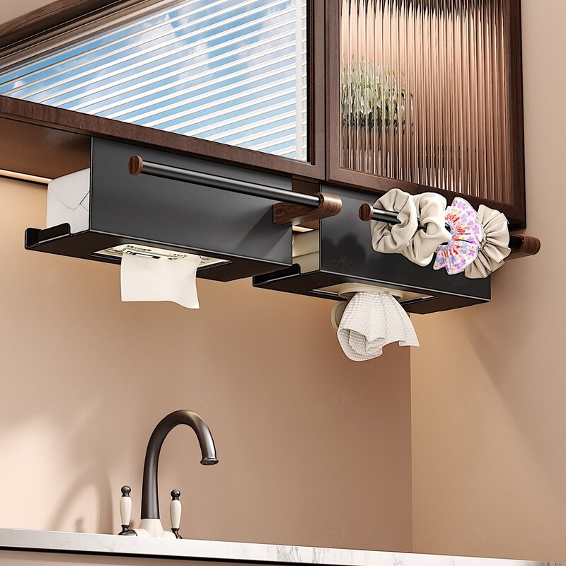 Walnut Bathroom Toilet Paper Box Without Punching Upside down Bathroom Mirror Cabinet Face Towel Storage Toilet Paper Towel