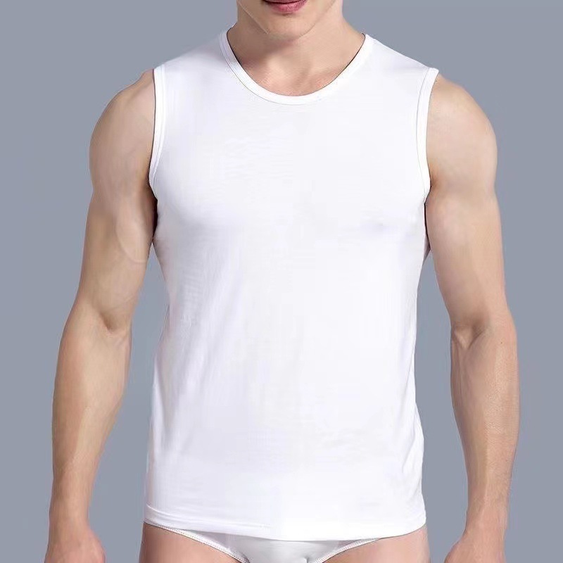 Summer breathable sports vest with a round collar for gym