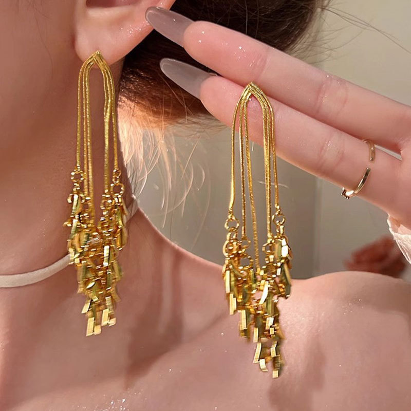 Boucles d'oreilles pendantes en forme d'épi de blé doré, style luxe léger, nouvelle collection 2026, haut de gamme, de niche, exquises, tendance, pour femme, style navetteur