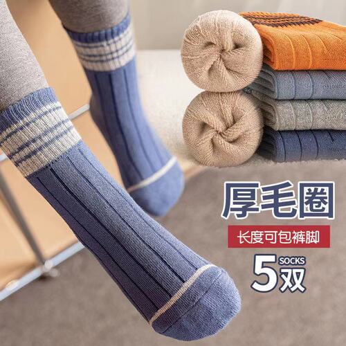 Children's Socks Autumn and Winter Thickened Plush Loop Socks Boys Girls Baby Baby Winter Mid-Tube Socks Pure Cotton Wholesale