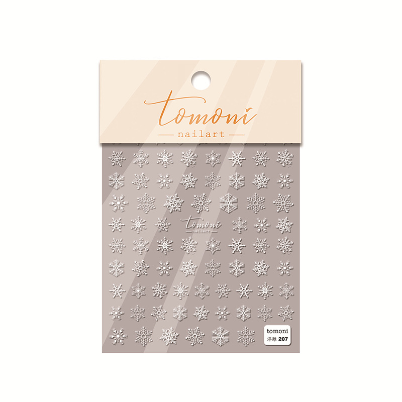 Popular en línea popular japonés copo de nieve uñas pegatinas Navidad muñeco de nieve otoño e invierno popular alivio tridimensional Año Nuevo alces de alta gama