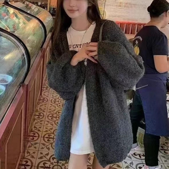 毛衣外套女优质羊毛软糯慵懒风2025秋冬新款宽松百搭韩系针织开衫|undefined
