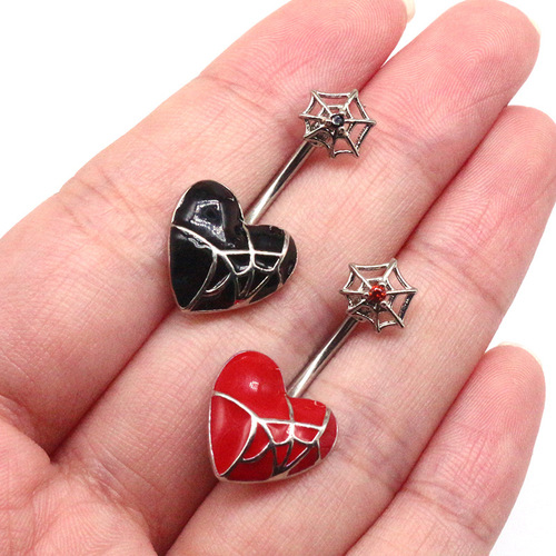 Gaibei cross-border Halloween navel ring spider web navel nail cross navel ornament bat navel ring love lip piercing ornament