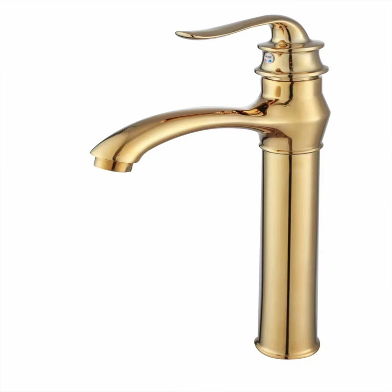 Oro antiguo nórdico, todo cobre, lujo ligero, lavabo sobre encimera, lavabo, lavabo giratorio, baño, grifo frío y caliente