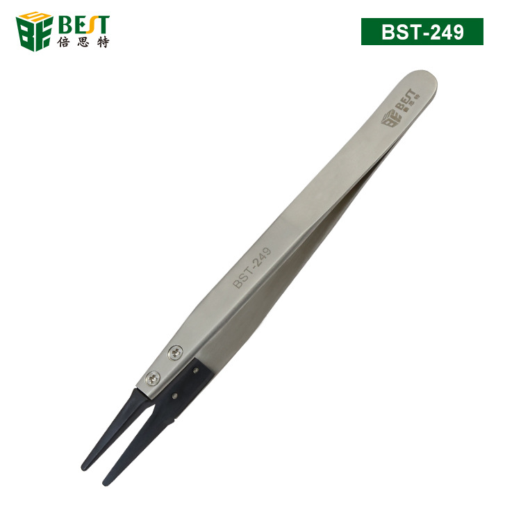  平头镊子 亚光喷砂镊子 可换转接头防静电镊子 BST-249