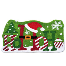 跨境冬季可爱卡通圣诞节仿羊绒地垫家用客厅茶几装饰地垫现货代发