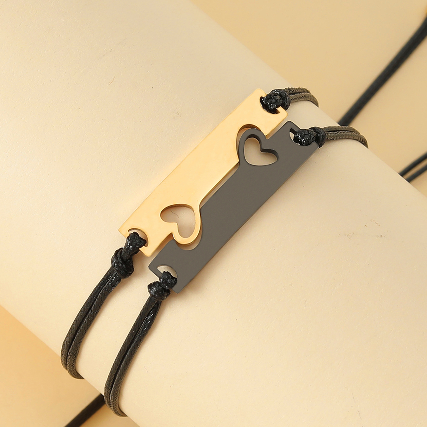 1 Piece Fashion Heart Shape Stainless Steel Wax Line Handmade Unisex Bracelets display picture 12