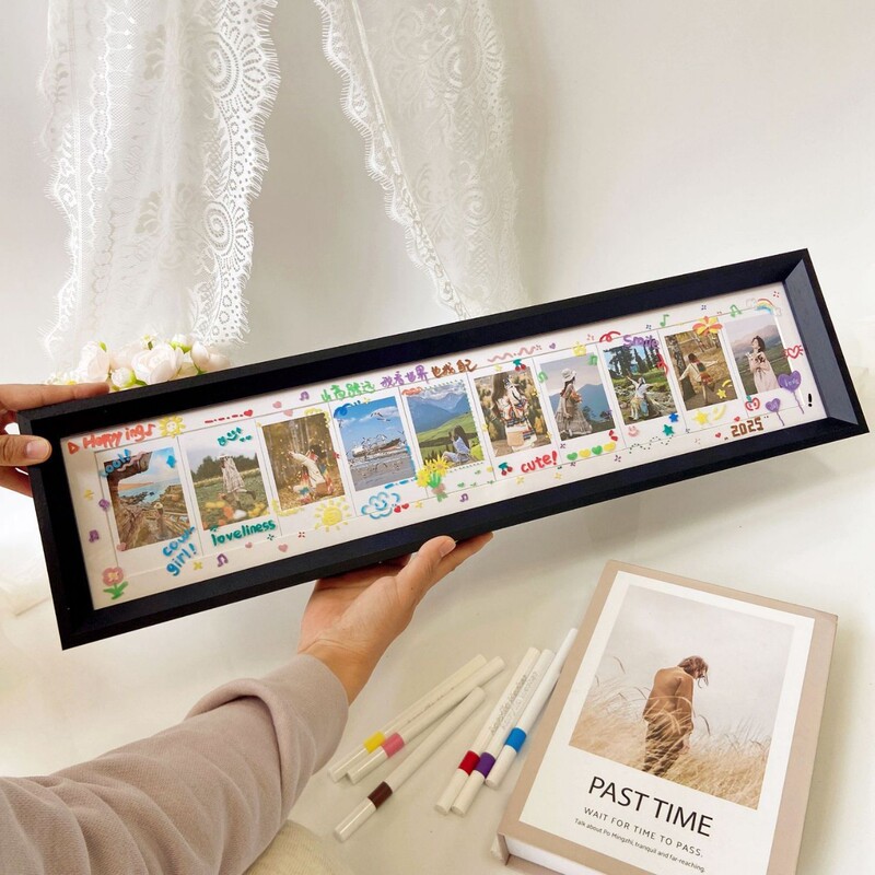 Polaroid Photo Frame Mini 3-Inch 5Sq Square 4-Photo DIY Rainbow Photo Paper Graffiti Long Wooden Picture Frame Display Stand