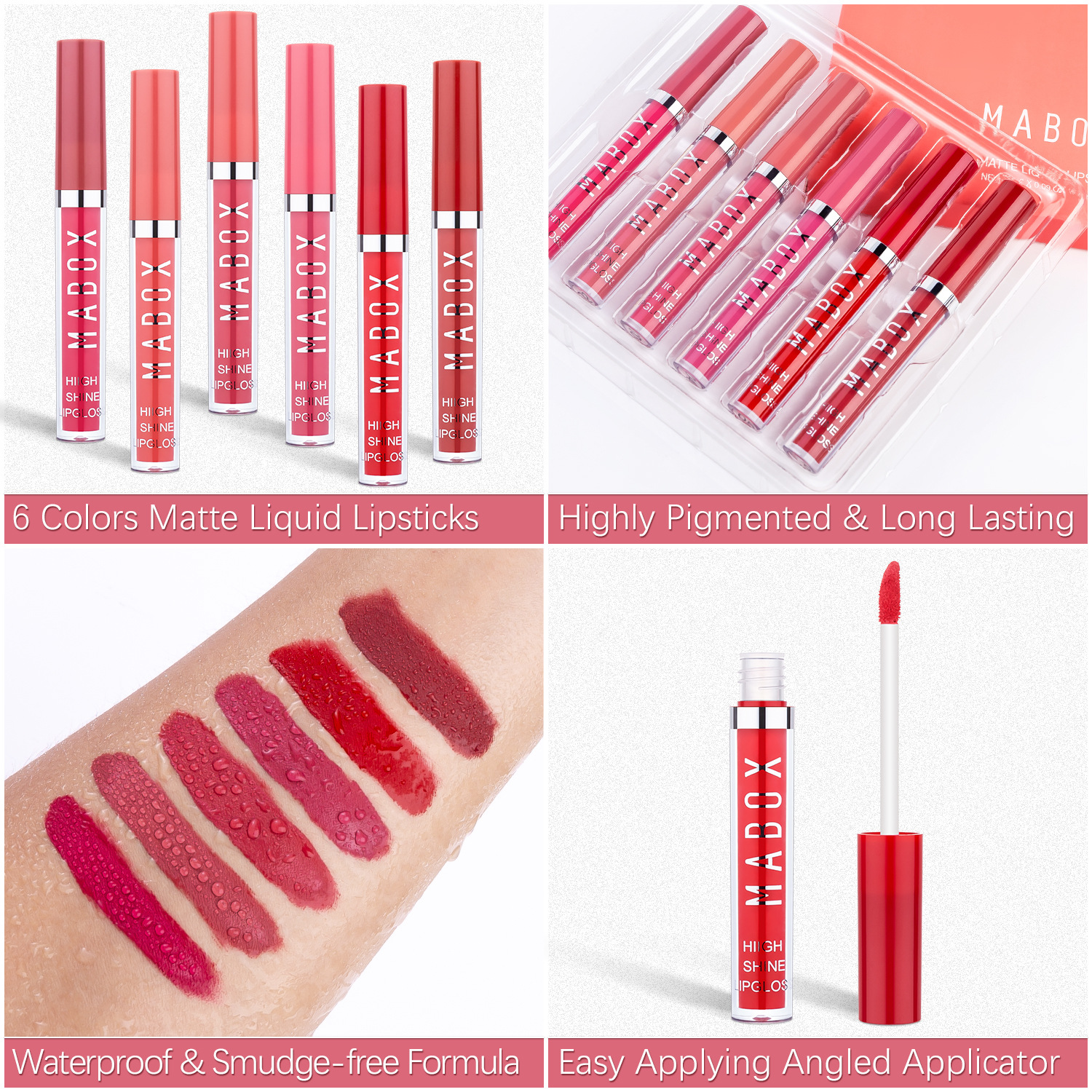 MABOX Velvet Liquid 6-lipstick set Matte non-stick Cup Lip gloss Lip gloss Lip Gloss Makeup wholesale undefined