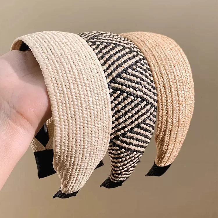 Retro straw headband, hair accessory, high-quality style