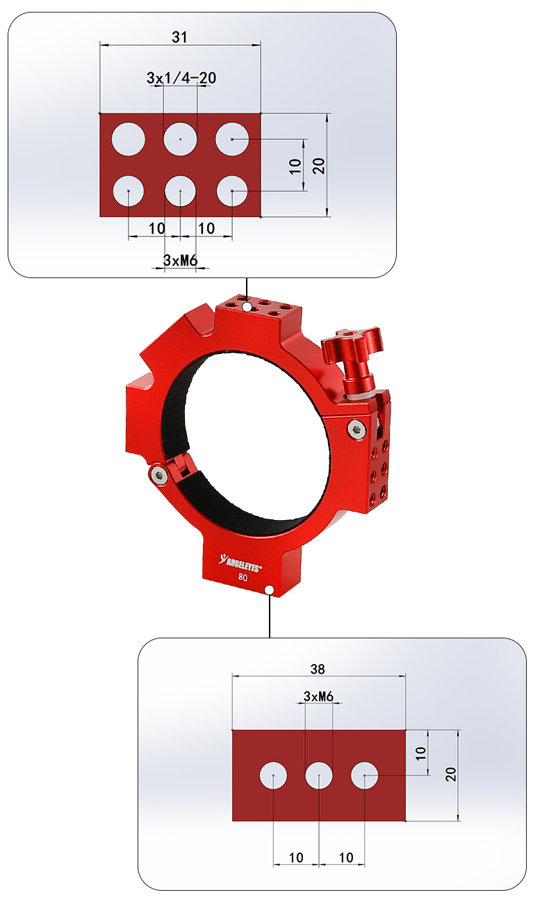 ANGELEYES 78 mm/80 mm/90 mm Ring für ZWO ASI ToupTek ATR gekühlte Kamera – Detail 19