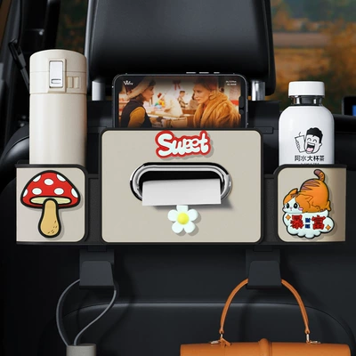 Box Hanging Storage, Car Seat, Car cup holder/beverage holder - off-white-sweet-series-4th-generation-seat-storage-box