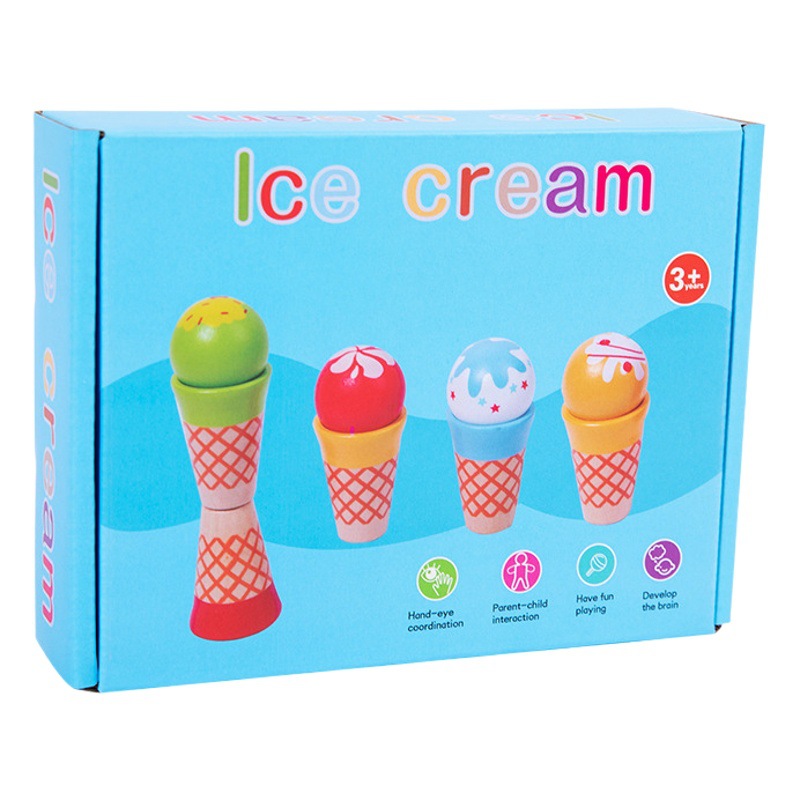 Educación temprana juego educativo Casa de simulación infantil helado juguete de madera ejercicio bebé coordinación mano-ojo juguete de cocina