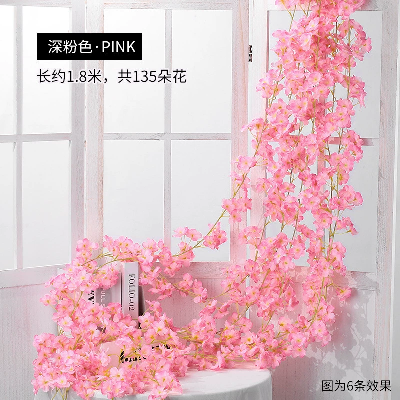 Искусственный куст cherry blossom (вьющаяся лоза) с глиняной оплеткой, 135 голов, 1,8 м пластиковая декоративная гирлянда