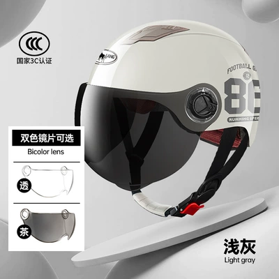 certified electric car helmet wholesale: Motosiklet kaskı (dəbilqə) - l001-summer-light-gray-86-transparent-lens-brown-lens