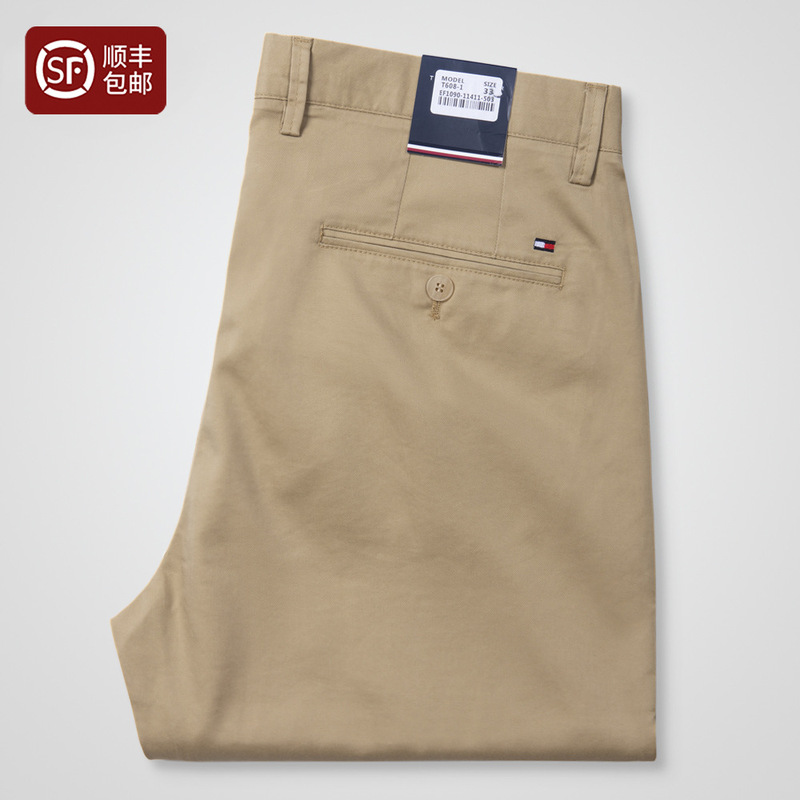 Authentic Tommy Tommy Four Seasons Classy American Spring & Fall Men's Khaki Casual Pants Loose Straight