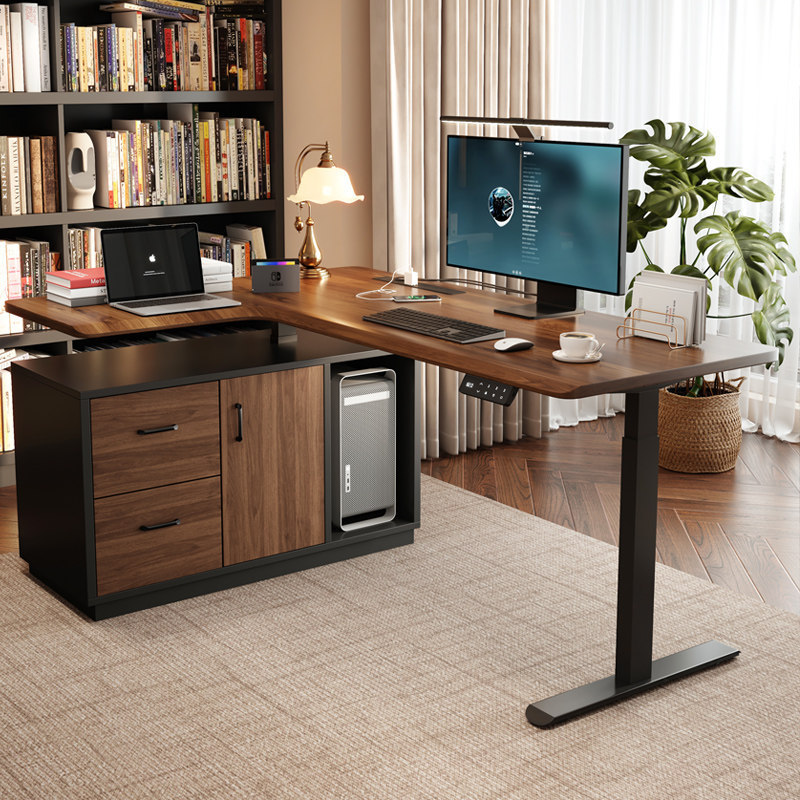 Solid Wood Corner Electric Height-Adjustable Desk, L-Shaped Office Desk, Computer Desk, Home Corner Study Desk Solid Wood Corner Electric Height-Adjustable Desk, L-Shaped Office Desk, Computer Desk, Home Corner Study Desk