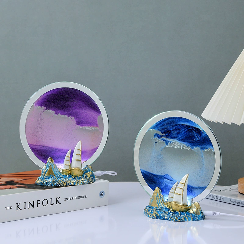 Креативная 3D динамическая картина с эффектом песочных часов, настольное украшение для кабинета, светящийся ночник из смолы, подарок на день рождения